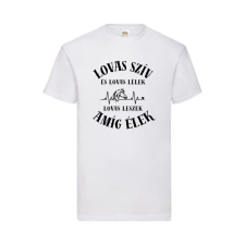 Feliratos fehér unisex rövid ujjú póló, ("Lovas Szív...") - XL méret ajándéktárgy