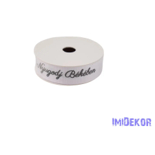  Feliratos ripsz szalag Nyugodj Békében 20mm x 9,1m - Fehér dekorációs kellék