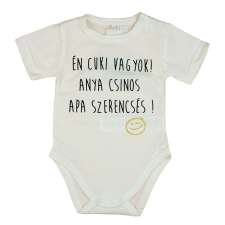 Feliratos rövid ujjú baba body kombidressz, body