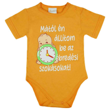 Feliratos rövid ujjú kislány baba body narancs kombidressz, body