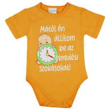 Feliratos rövid ujjú kislány baba body narancs kombidressz, body