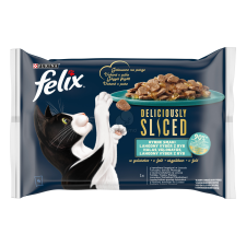  Felix Deliciously Sliced halas válogatás aszpikban 12 x (4 x 80 g) macskaeledel