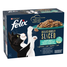 Felix Deliciously Sliced halas válogatás aszpikban 12 x 80 g macskaeledel