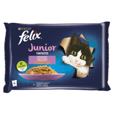Félix Felix Fantastic JUNIOR 4x85g Csirkével,Lazaccal aszpikban macskaeledel