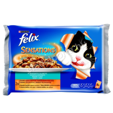 Félix Felix Sensations - Lazac és Fekete tőkehal Zöldséggel aszpikban 4 x 100 g macskaeledel