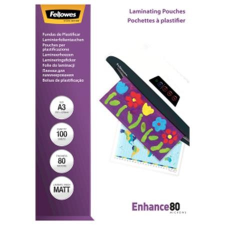 FELLOWES Meleglamináló fólia, 80 mikron, A3, matt, 100 db, FELLOWES lamináló fólia