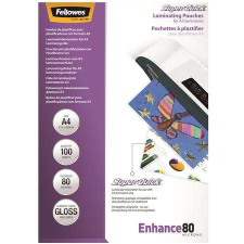 FELLOWES Meleglamináló fólia, 80 mikron, A4, SuperQuick, fényes, 100 db, FELLOWES lamináló fólia