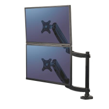 FELLOWES Monitortartó kar, két monitorhoz, FELLOWES, "Platinum Series™ Dual Stacking", fekete monitor kellék