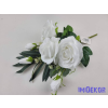 Féloldalas 7 ágú rózsa-rózsabimbó csokor 38cm - Fehér