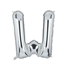 Fém fólia lufi S DEPOT®, W betű, ezüst, 40 cm party kellék