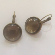  Fém fülbevaló alap lencsével kör alakú, 16mm 1 pár - bronz ékszeralap