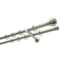 Fém karnis garnitúra 2 soros 20mm Gömb 160cm nemesacél karnis, függönyrúd
