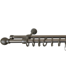 FÉM KARNIS SZETT 160CM KÉTSOROS 16MM EZÜST GÖMB VÉG karnis, függönyrúd