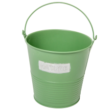 Fém kaspó nature felirattal zöld D13cm M12,5cm dekorációs kellék