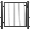 Fémkerítés  egyszárnyú kapu kétrudas hálós kerítéspanelhez  antracit  keret 140