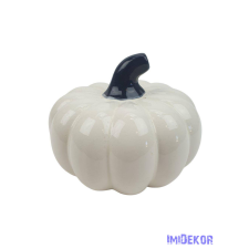  Fényes kerámia tök 13,5 cm - Krém dekorációs kellék