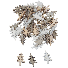  Fenyő fa natúr-szürke-fehér 3cm 60db-os csomag dekorációs kellék