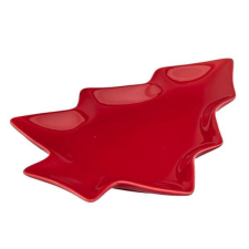 Fenyőfa alakú porcelán tálka - 19,5x2x16,5 cm - piros konyhai eszköz