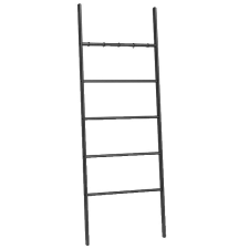  Ferde létra törülközőtartó, 5-szintű tárolás, helymegtakarítás, Fekete fürdőszoba kiegészítő