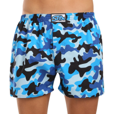  Férfi bő szárú boxeralsó Styx art klasszikus gumi túlméretezett terepszínű kék (E1850) 3XL