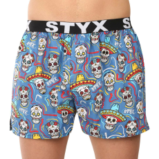  Férfi bő szárú boxeralsó Styx art sport gumi koponyák (B1856) L