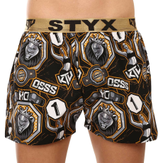  Férfi bő szárú boxeralsók Styx art / KTV sportos gumipánt - arany gumi (BTZ1655) M