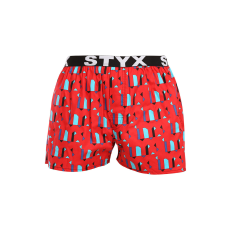  Férfi bő szárú boxeralsók Styx art sportos gumipánt minták (B1659) XL