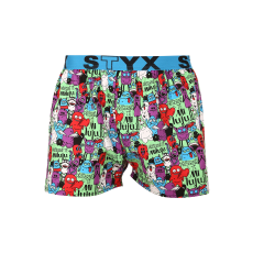  Férfi bő szárú boxeralsók Styx art sportos gumipánt szörnyek (B1555) L