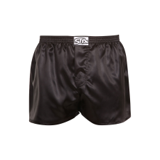  férfi bő szárú boxeralsók Styx klasszikus gumipánt szatén fekete (C960) XXL