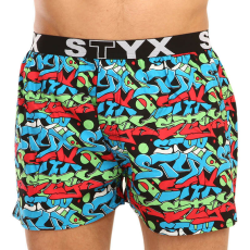  Férfi bő szárú boxeralsók Styx művészet sportos gumipánt graffiti (B1255) L