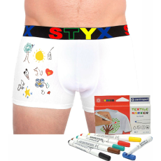  Férfi boxeralsó Styx sportos gumipánt fehér + textil markerek (GF1061) XL