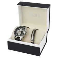  Férfi karóra és karkötő ajándékszett, Miyota, fekete/ezüst, 48 mm karóra