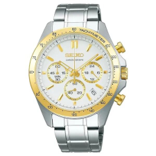 Férfi kronográf karóra, Seiko SBTR024, quartz, acél, WR100, ezüst/arany karóra