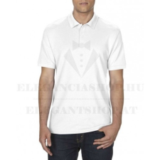  Férfi pamut galléros póló - Fehér férfi póló