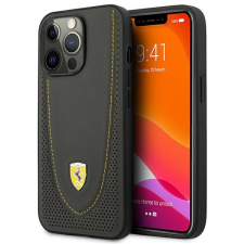 Ferrari FEHCP13LRGOG iPhone 13 Pro / 13 6.1&quot; fekete keménytok bőr ívelt vonalú tok és táska