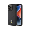 Ferrari iPhone 15 (6,1") hátlap tok, PU / szénszál, carbon mintás, magsafe, fekete, Ferrari Bottom Carbon Magsafe (FEHMP15SPTEK)