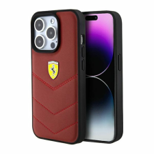  Ferrari Leather Stitched Lines tok iPhone 15 Pro-hoz - piros tok és táska