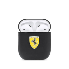 Ferrari On Track Apple AirPods Bőr Tok - Fekete (FESA2LEBK) audió kellék