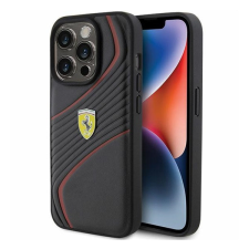 Ferrari Twist Metal Logo iPhone 15 Pro kemény hátlap tok, fekete FEHCP15LPTWK tok és táska