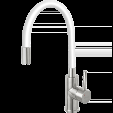 Ferro Zumba Flexibilis csövű inox csaptelep, fehér, beépíthető csaptelep