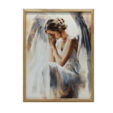  FESTMÉNY VÁSZONRA ANGYAL IMÁJA KERET NÉLKÜL 70x100 CM PREMIUM VÁSZON grafika, keretezett kép