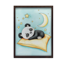FESTMÉNY VÁSZONRA ARUKOS PANDA ÁLMA NARANCS PÁRNÁN 70X100 CM grafika, keretezett kép