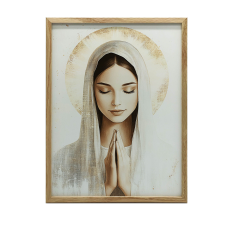 FESTMÉNY VÁSZONRA MIASSZONY IMÁBAN ARANY KERET 40X50 CM grafika, keretezett kép