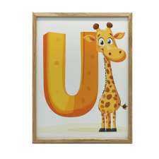  FESTMÉNY VÁSZONRA MOSOLYOGÓ ZSIRÁF U BETŰVEL 70x100 KERET NÉLKÜL grafika, keretezett kép