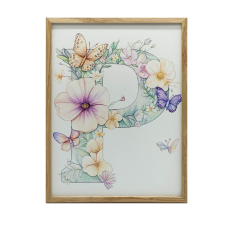FESTMÉNY VÁSZONRA P BETŰ VIRÁG KERET NÉLKÜL 50x70 CM PREMIUM VÁSZON grafika, keretezett kép