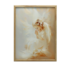 FESTŐ ANGYAL VIRÁGAL VÁSZRA 50x70 CM KERET NÉLKÜL, MATT grafika, keretezett kép
