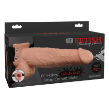 Fetish Strap-On 9 - felcsatolható, üreges, spriccelő dildó (natúr) anál