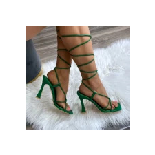 FF Lux Shoes Emerald Lace - fűzős, magas sarkú szandál  Méret: 41 (YES-3918-93-GREEN-41) női szandál