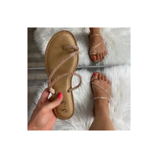 FF Lux Shoes Linéa Charm - strasszos, spirálpántos papucs  Szín: rosegold, Méret: 36