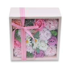 FH hely Dobozos művirág - élethű és illatos / rózsaszín dekoráció